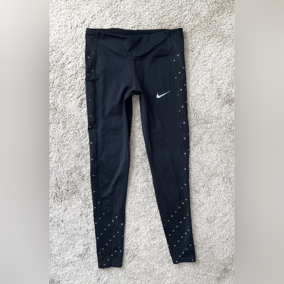 Nike Racer Flash Running Tights Black Polka Dot Pants Womens S Small Workout - Picture 6 of 12